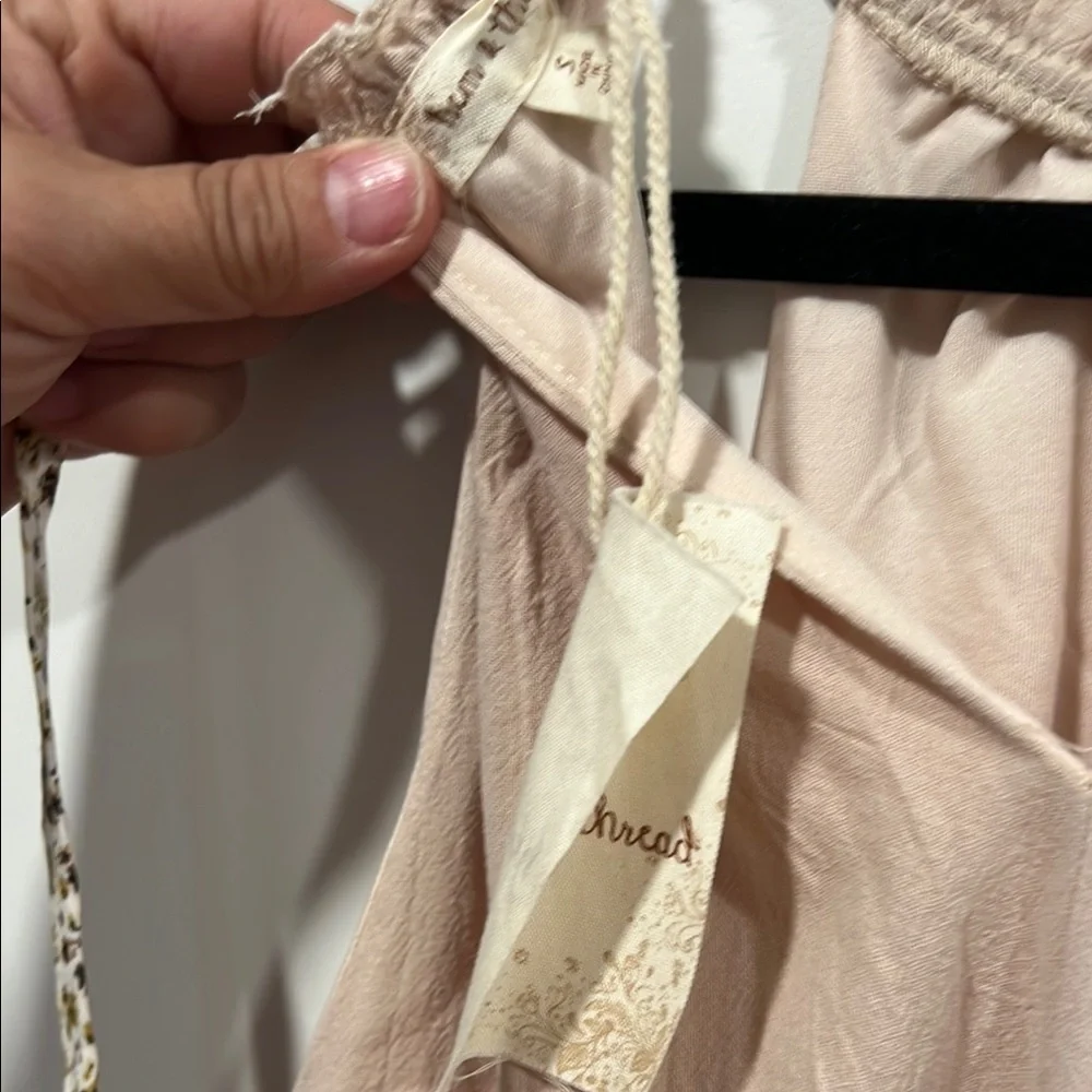 Hem & Thread Colorblock Sleeveless Tiered Sun Dress in Cream,Yellow, and Olive - Picture 6 of 6